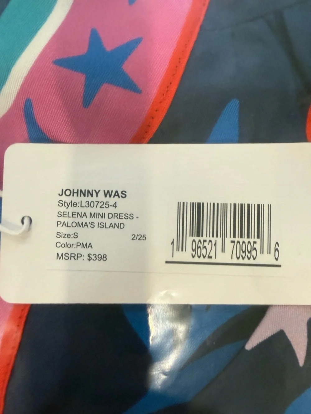 Johnny Was Navy Multicolor Silk-Blend Selena Dress - Picture 6 of 12